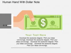 Human hand with dollar note flat powerpoint design