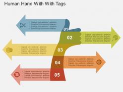 Human hand with tags flat powerpoint design