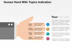 Human hand with topics indication flat powerpoint design