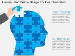 Human head puzzle design for idea generation flat powerpoint design
