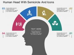 Human head with semicircle and icons flat powerpoint design