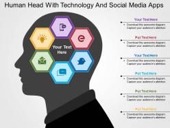 Human Head With Technology And Social Media Apps Flat Powerpoint Design