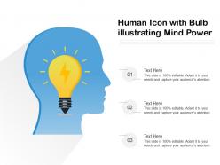 Human icon with bulb illustrating mind power