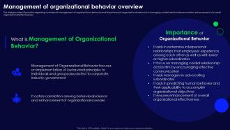 Human Organizational Behavior Management Of Organizational Behavior Overview