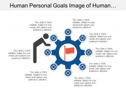 Human personal goals image of human with flag and targets
