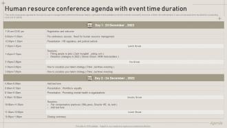 Human Resource Conference Agenda With Event Time Duration