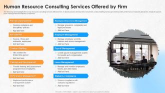 Human Resource Consulting Services Offered By Firm