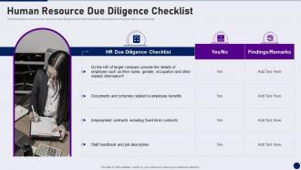 Human Resource Due Diligence Checklist Due Diligence In Merger And Acquisition