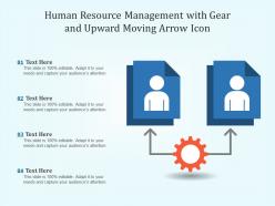 Human resource management with gear and upward moving arrow icon