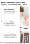 Human Resource Outsourcing Services For As Needed Basis Services One Pager Sample Example Document