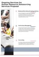 Human Resource Outsourcing Services Proposal For Ongoing Services One Pager Sample Example Document