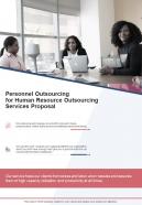 Human Resource Outsourcing Services Proposal For Personnel One Pager Sample Example Document