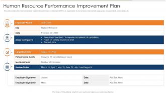 Human Resource Performance Improvement Plan