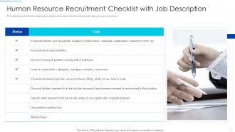 Human Resource Recruitment Checklist With Job Description