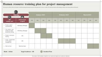 Human Resource Training Plan For Project Management