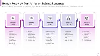 Human Resource Transformation Training Roadmap Human Resource Transformation Toolkit