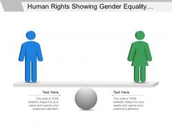 Human rights showing gender equality with human silhouettes and balancing scale