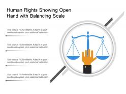 Human rights showing open hand with balancing scale