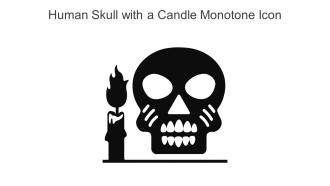 Human Skull With A Candle Monotone Icon In Powerpoint Pptx Png And Editable Eps Format