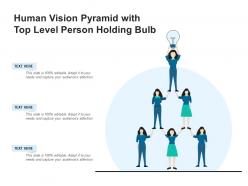 Human vision pyramid with top level person holding bulb