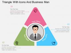 Hv triangle with icons and business man flat powerpoint design