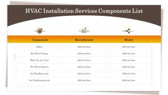 Hvac installation services components list ppt slides clipart images