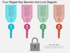 Hw four staged key banners and lock diagram flat powerpoint design