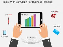 Hx tablet with bar graph for business planning flat powerpoint design