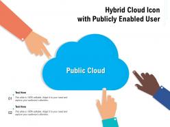 Hybrid cloud icon with publicly enabled user