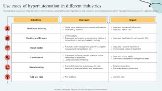 Hyperautomation Services Use Cases Of Hyperautomation In Different Industries