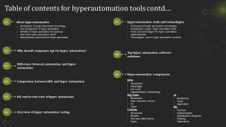 Hyperautomation Tools Table Of Contents For Hyperautomation Tools