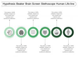 Hypothesis beaker brain screen stethoscope human life line
