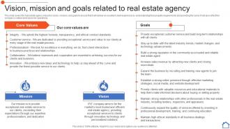 I132 Vision Mission And Goals Related To Real Estate Agency Real Estate Consultancy Business Plan BP SS