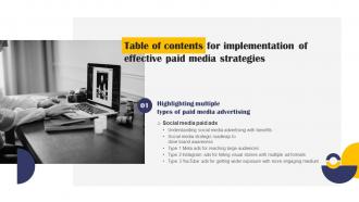 I16 Table Of Contents For Implementation Of Effective Paid Media Strategies Mkt Ss V