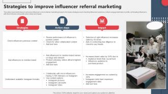 I182 Strategies To Improve Influencer Referral Marketing Referral Marketing MKT SS V