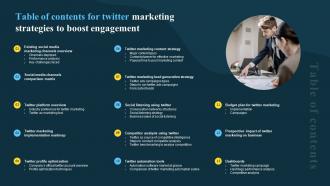 I26 Table Of Contents For Twitter Marketing Strategies To Boost Engagement