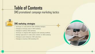 I33 Table Of Contents Sms Promotional Campaign Marketing Tactics Mkt Ss V