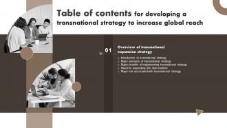 I45 Table Of Contents For Developing A Transnational Strategy To Increase Global Reach