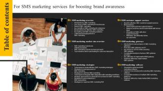 I79 Table Of Contents For Sms Marketing Services For Boosting Brand MKT SS V