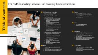 I79 Table Of Contents For Sms Marketing Services For Boosting Brand MKT SS V Engaging Image