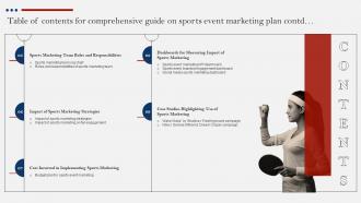 I96 Table Of Contents For Comprehensive Guide On Sports Event Marketing Plan Strategy SS Engaging Unique