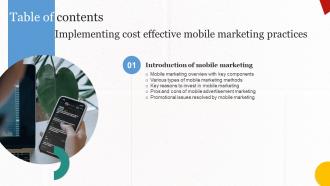 I98 Table Of Contents Implementing Cost Effective Mobile Marketing Practices MKT SS V