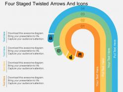 Ia four staged twisted arrows and icons flat powerpoint design