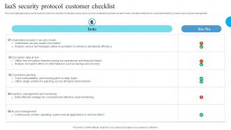 IaaS Security Protocol Customer Checklist