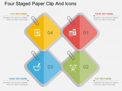 Ib four staged paper clip and icons flat powerpoint design