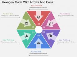 Ib hexagon made with arrows and icons flat powerpoint design