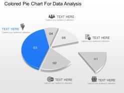 Ic colored pie chart with five pieces and icons powerpoint template