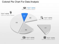 Ic colored pie chart with five pieces and icons powerpoint template