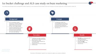 Ice Bucket Challenge And ALS Case Study On Buzz Marketing Strategies For Adopting Marketing MKT SS V
