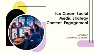 Ice Cream Social Media Strategy Content Engagement PPT Template AT